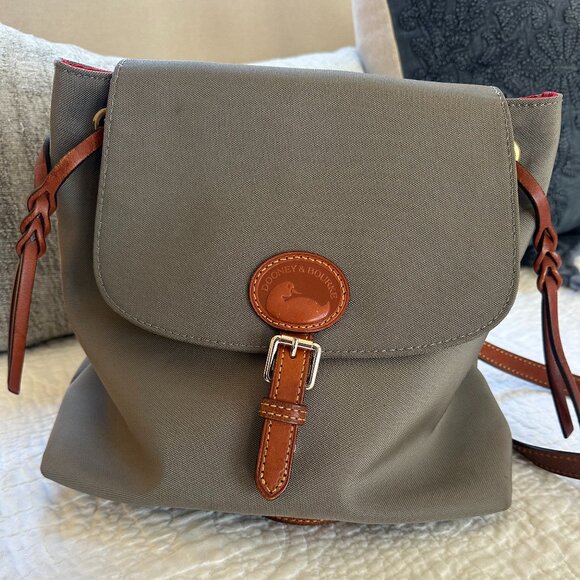 Dooney & Bourke Nylon Flap Backpack Green/Gray Color - Picture 2 of 5